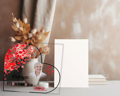 Plaque en Verre Acrylique – 'Maman je t'aime' avec un cœur