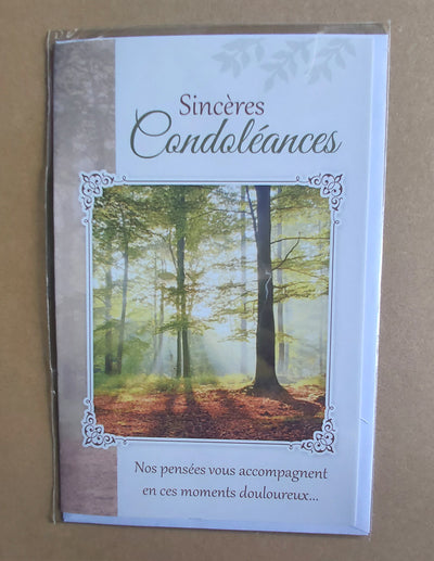 lot de 5 cartes  de condoléances doubles + enveloppes