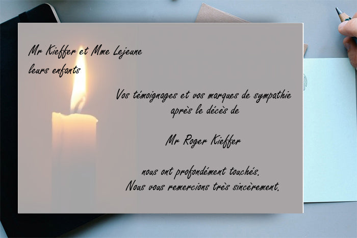 Cartes de Remerciements <br> Décès " Bougie  "