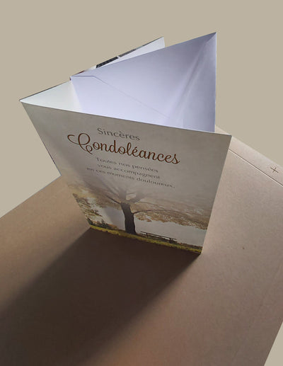 lot de 5 cartes  de condoléances doubles + enveloppes