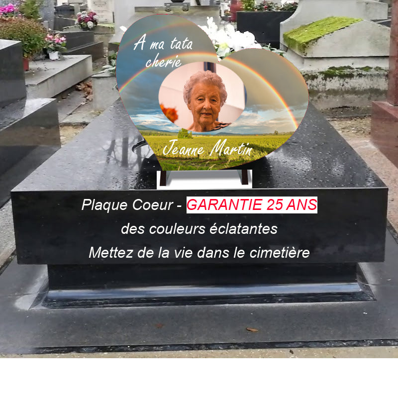 Plaque funéraire coeur "arc en ciel" | lesplaquesdespetitsanges.com