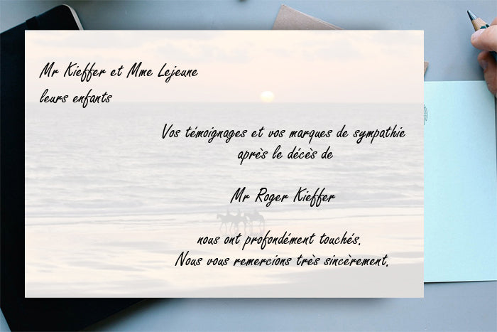 Cartes de Remerciements <br> Décès " Chevaux bord de mer "