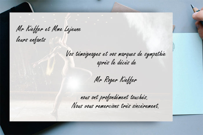 Cartes de Remerciements <br> Décès " danse "
