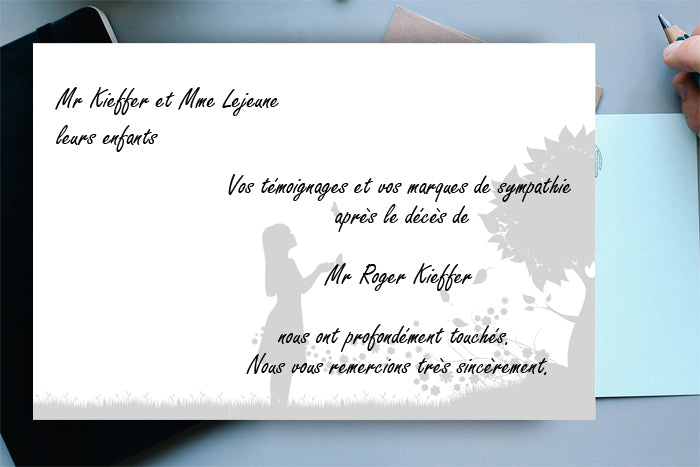 Cartes de Remerciements <br> Décès " enfant "