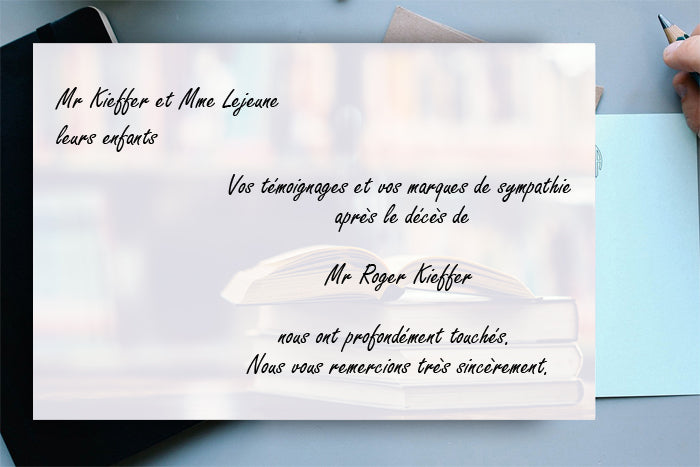 Cartes de Remerciements <br> Décès " livre "