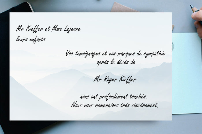 Cartes de Remerciements <br> Décès " montagne "