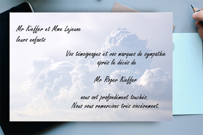 Cartes de Remerciements <br> Décès " nuage "