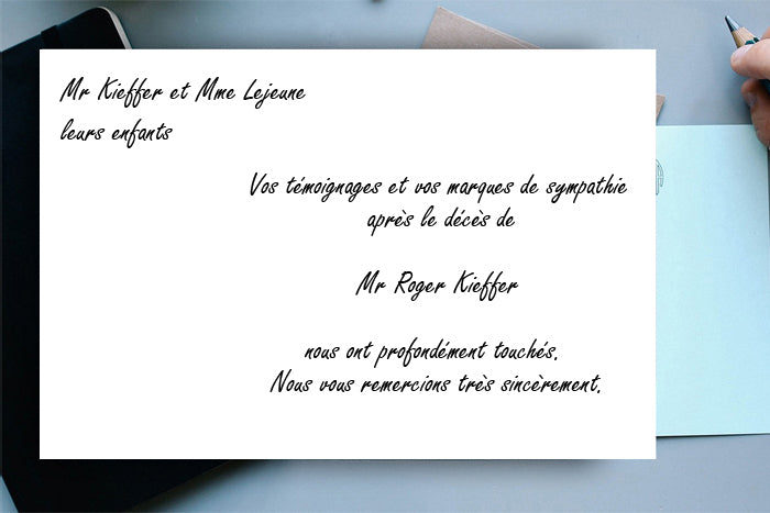 Cartes de Remerciements <br> Décès " Carte vierge "